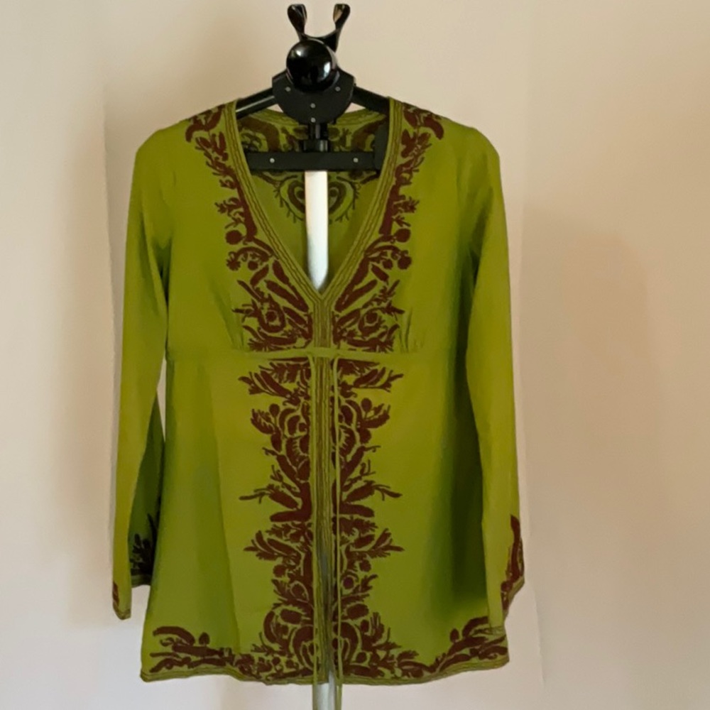 Great green and brown blouse tunic style